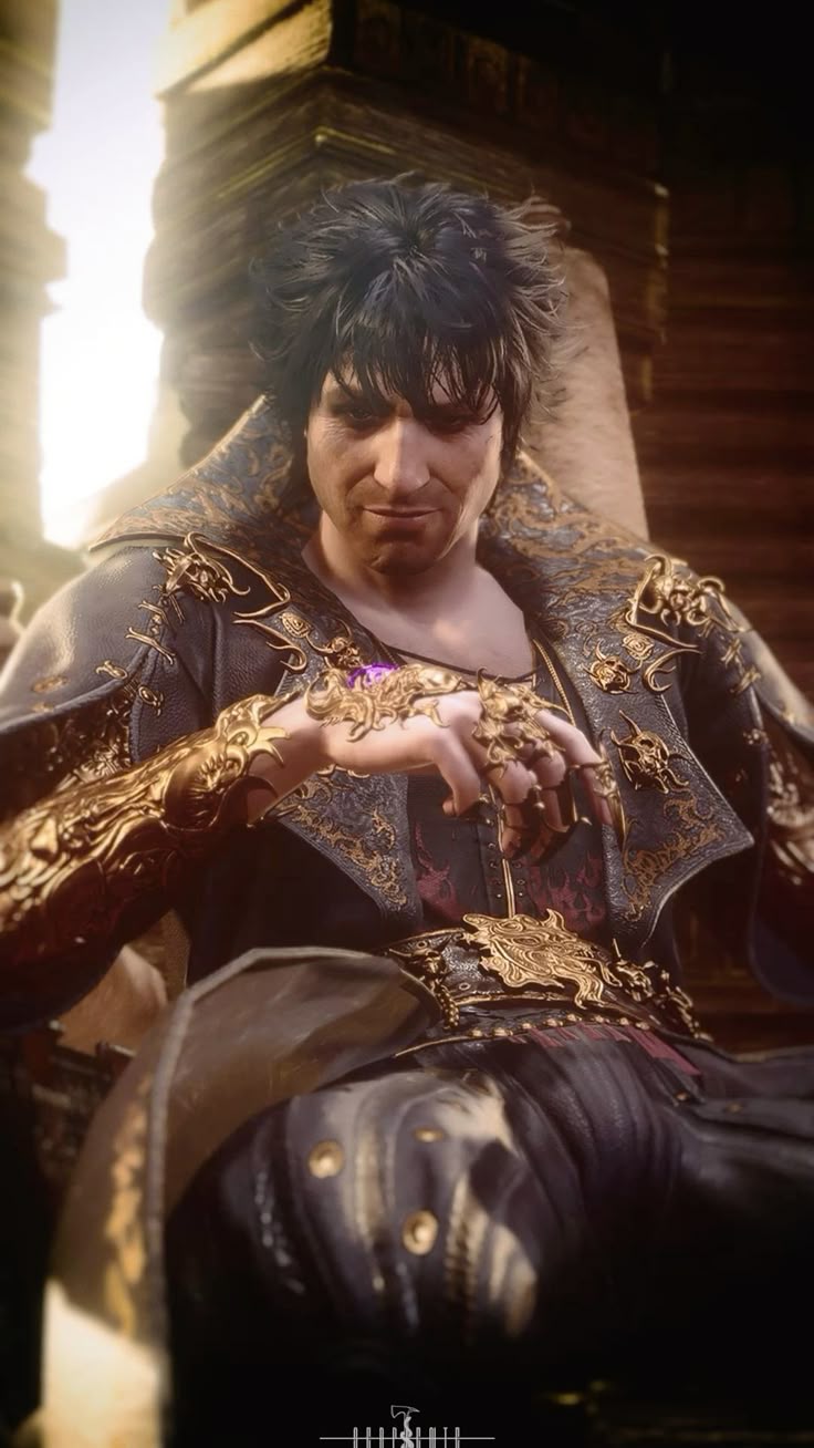 Gortash seated, eyes down to the gauntlet ring, sunlight flaring.