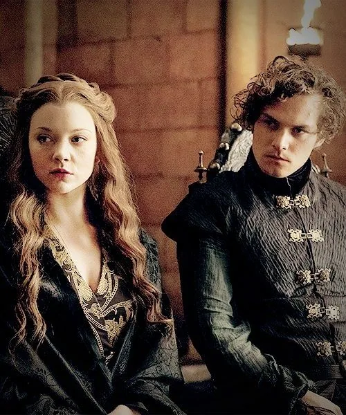 Margaery and Loras Tyrell standing together.